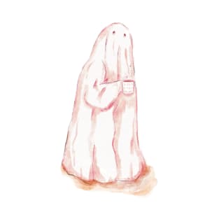 Spooky Ghost Illustration With Coffee T-Shirt