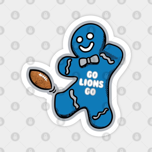 Detroit Lions Gingerbread Man Magnet by Rad Love