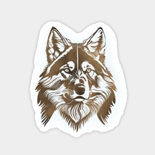 Majestic Wolf Face - Brown & White version Magnet