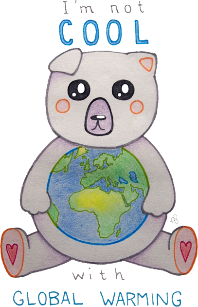 I'm Not Cool with Global Warming - Polar Bear Holding the Earth Kids T-Shirt by Elinaana