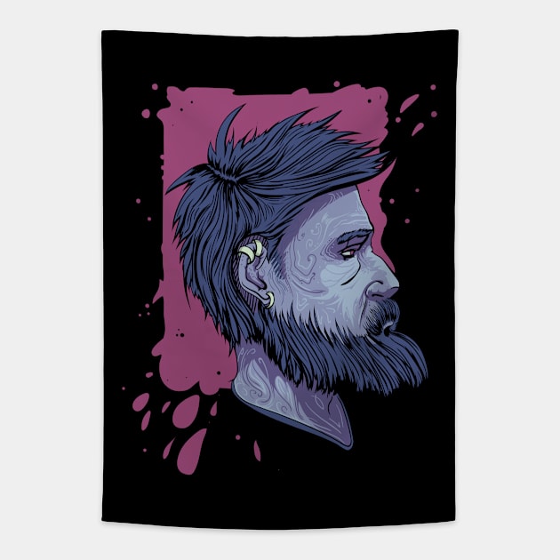 Beard man Tapestry by DaKoArt