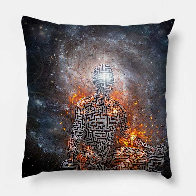 Space meditation Pillow by rolffimages