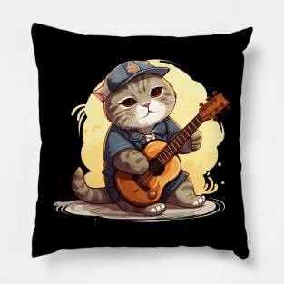 Scottish Fold Cat Playing Guitar Pillow