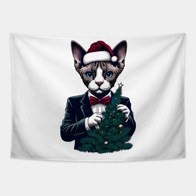 Devon Rex Cat Christmas Tapestry by Graceful Designs