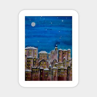 Winter City at Night Magnet