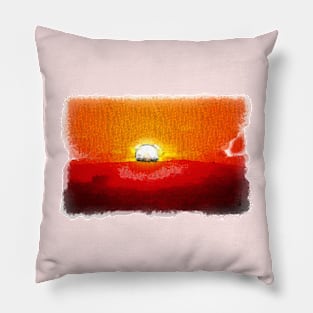 Red sunset artwork Pillow