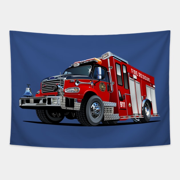 Cartoon firetruck Tapestry by Mechanik