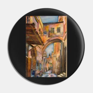 Via Dolorosa Arch of ecce homo Jerusalem. Painting on silk Pin