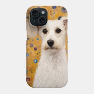 Gustav Klimt Style White Dog with Geometric Background Phone Case