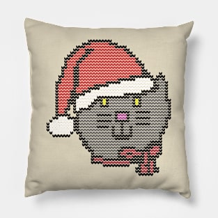 Christmas Sweater Santa Hat Cat Face Pillow