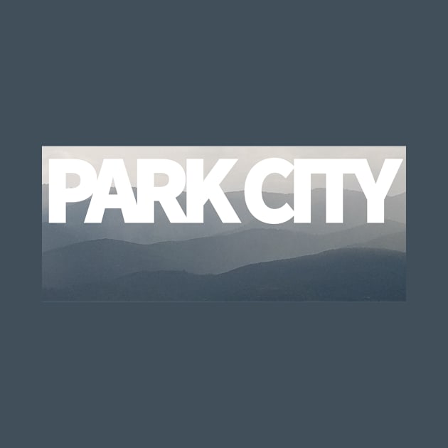 Park City Mountainscape White Text by MountainFlower