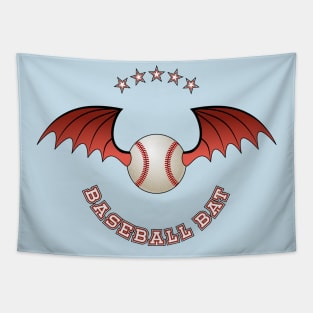 Baseball Bat - ball with bat wings Tapestry