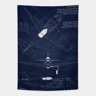 Blueprint LAvochkin La9 URSS Fighter Tapestry