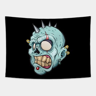 Zombie Punk - Scary Halloween Cartoon Art Tapestry