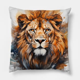 A majestic lion in watercolor style Pillow