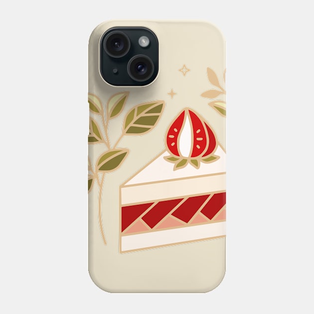 Strawberry cake and leaf branch Phone Case by thecolorblooms