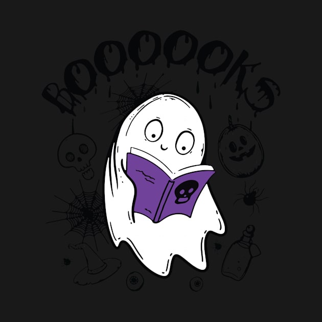 Ghost Reading Books Funny Halloween by ValentinkapngTee