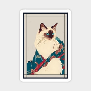 Birman cat japanese wear kimono vintage Magnet