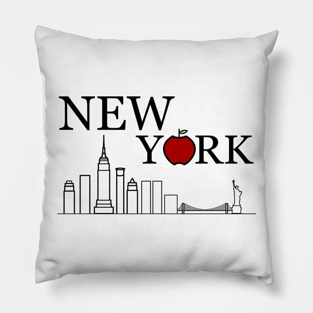 Skyline - New York Pillow by Cool Duck's Tees