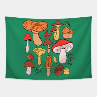 Autumn Mushrooms Tapestry