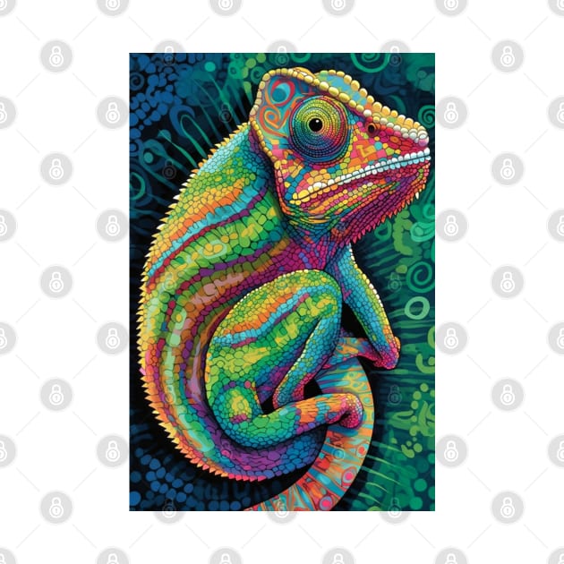 Reptile Lover and Lizard Lover Op Art Chameleon by Unboxed Mind of J.A.Y LLC 