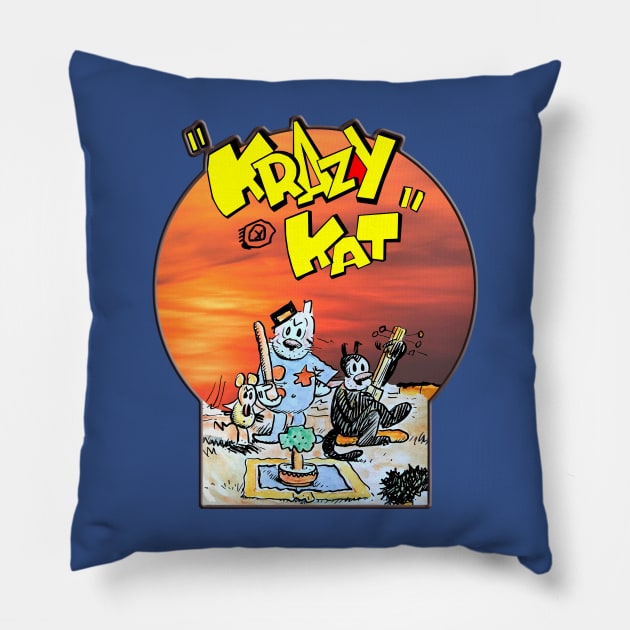 Krazy Kat - Newspaper Strip Pillow by enyeniarts