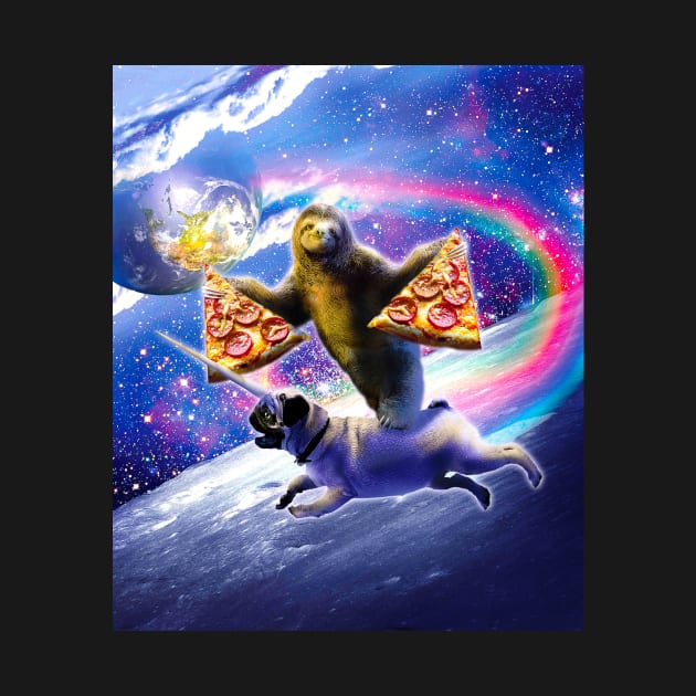 Space Pizza Sloth On Pug Unicorn by Random Galaxy