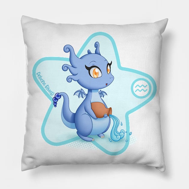 Zodiac Dragons - Aquarius Pillow by SilveryDreams