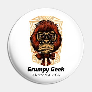 Grumpy Geek Monkey Joke Pin