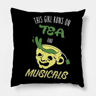 Tea And Musicals Lover Girl Pillow