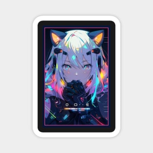 Anime Cat Girl | Quality Anime Design | Chibi Cat Girl Miaw | Manga Anime Art Magnet