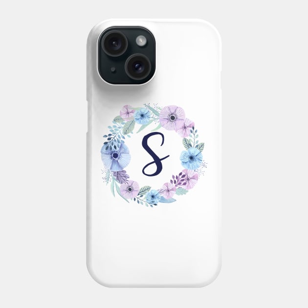 Floral Monogram S Icy Winter Blossoms Phone Case by floralmonogram