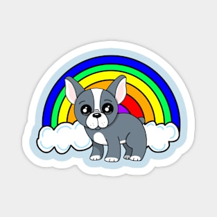 Chibi French Bulldog and Rainbow Magnet