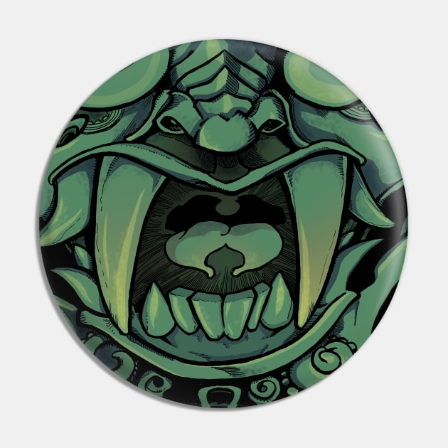 Oni Mask - Verde Pin by C E Richards