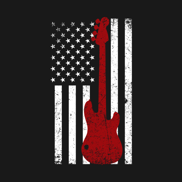 US Flag Bass Guitar - Bass Guitar - T-Shirt | TeePublic