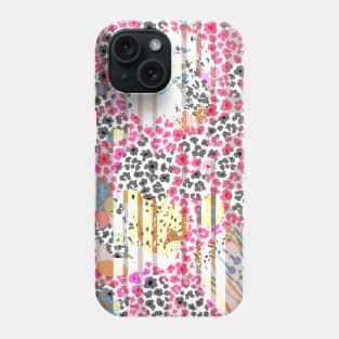Colourful gradient unique flowers leopard stripes abstract modern 236 Pattern Phone Case