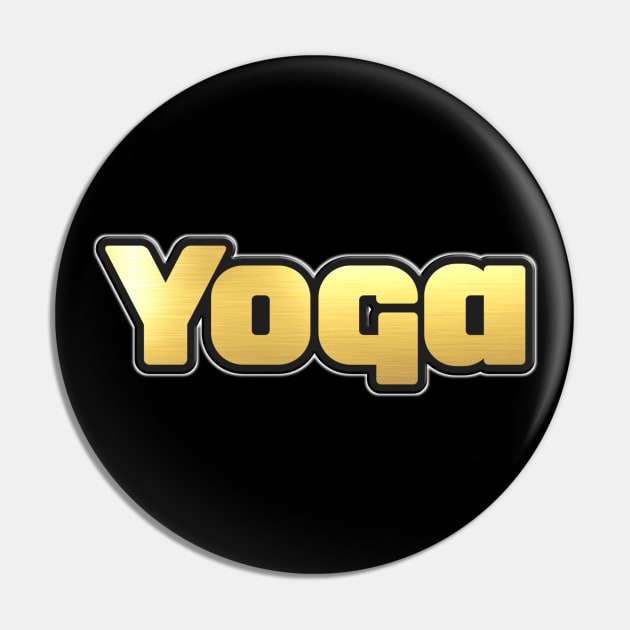 Shiny black and Gold YOGA word ver3 Pin by Donperion