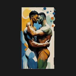 Devoted Embrace Modern Art Gay Black Men Kissing Gay Queer Art Gay Love LGBT Pride T-Shirt