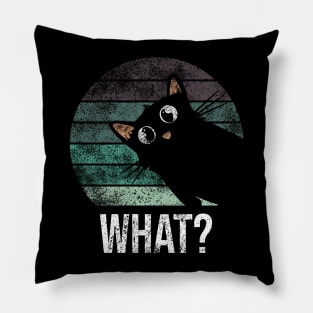 Cute and funny vintage suprised black cat what Pillow