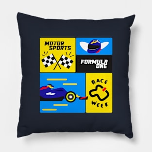 Formula one racing week motor sports blue red and yellow Pillow