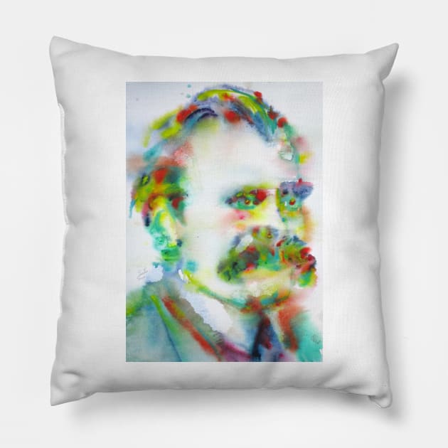 FRIEDRICH NIETZSCHE watercolor portrait .8 Pillow by lautir