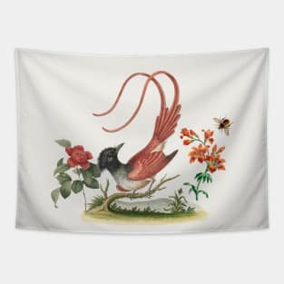 A Bird in the Paradise Garden. Nature Illustration Tapestry