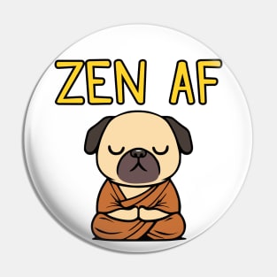 Cute Zen AF Meditating Cartoon Monk Pug Dog Pin