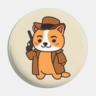 Cowboy Detective Cat Pin