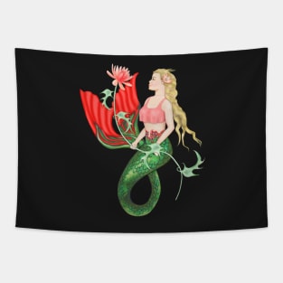 Waterlily Mermaid Art Tapestry