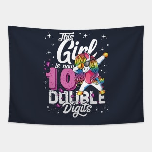 This Girl Is Now 10 Double Digits Dabbing Unicorn Birthday Gift Tapestry