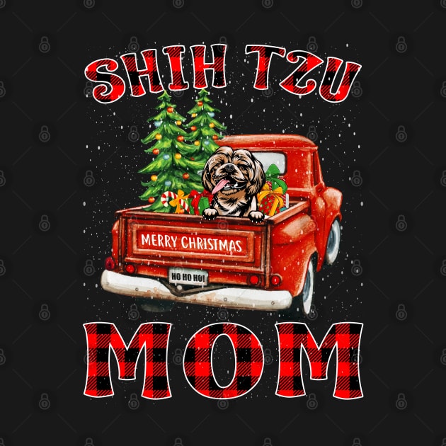 Christmas Shih Tzu Mom Santa Hat Truck Tree Plaid Dog Mom Christmas by intelus