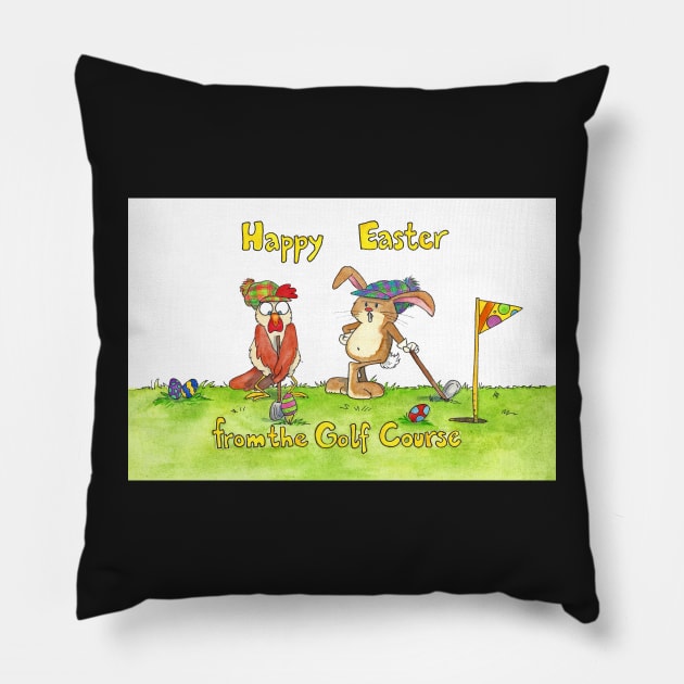 Easter Golf funny greeting card Pillow by nicolejanes