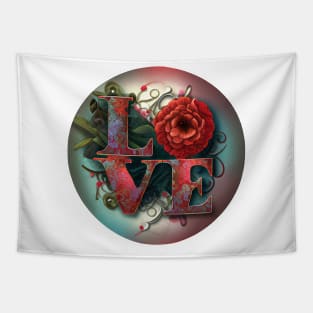 Floral love sign Tapestry