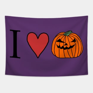 I Love Halloween Horror Pumpkin Face Tapestry